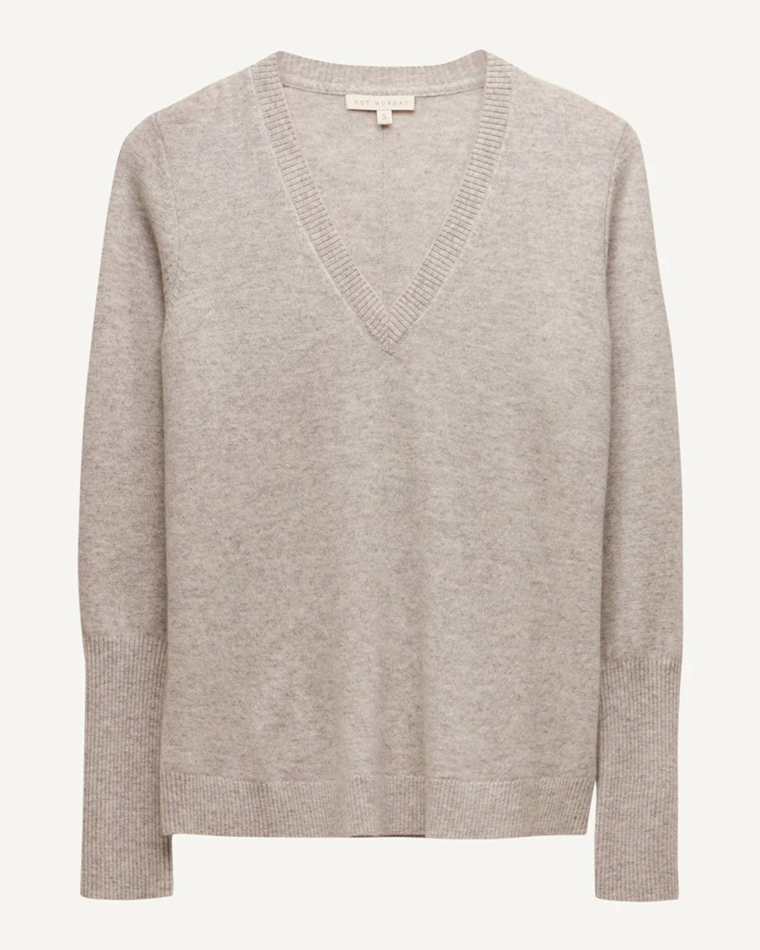 Ava Cashmere V Neck in Heather Grey