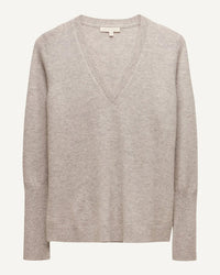 Not Monday Ava Cashmere V Neck in Heather Grey 