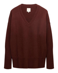 Not Monday Ella Cashmere V Neck in Currant 