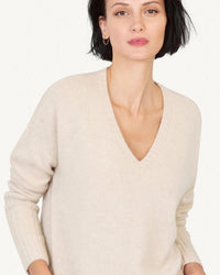 Not Monday Clothing Ella Cashmere V Neck in Oat