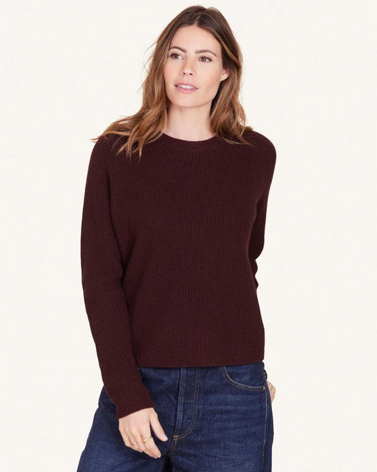 Not Monday Galen Fisherman Crewneck in Currant 