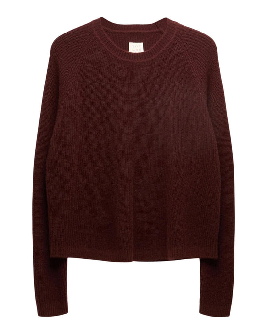 Not Monday Galen Fisherman Crewneck in Currant 