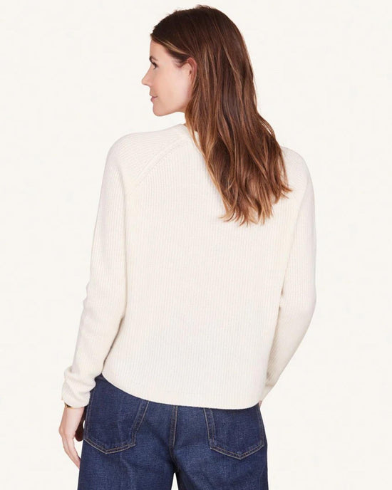 Not Monday Galen Fisherman Crewneck in Ivory 