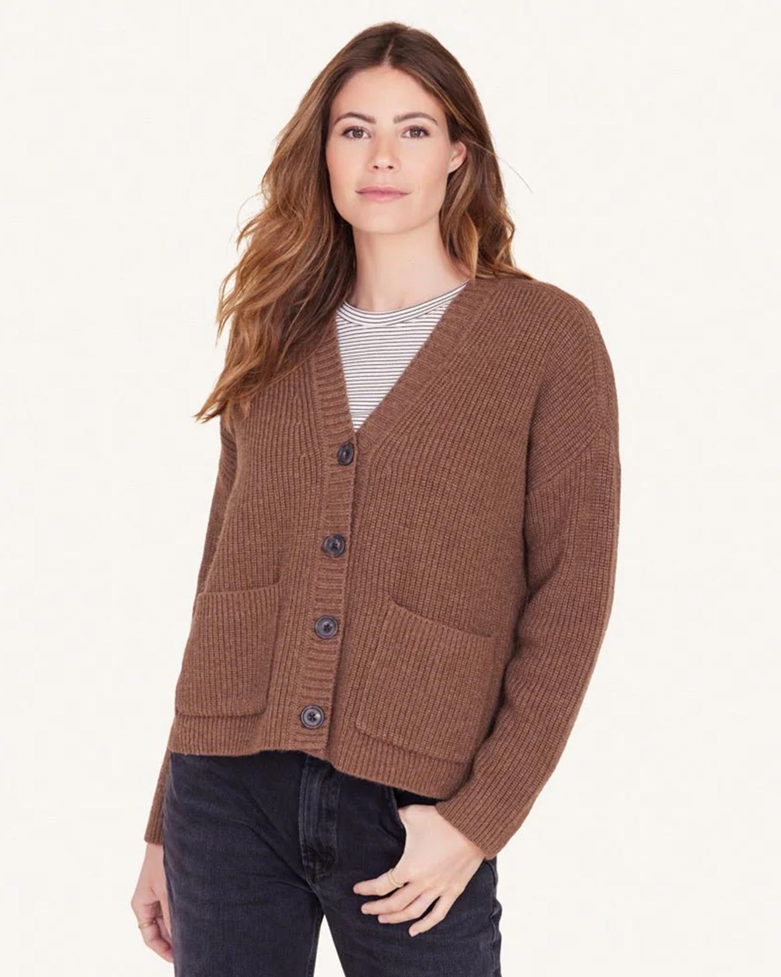 Magnus Fisherman Cardigan in Cocoa