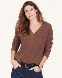 Not Monday Sawyer Fisherman V Neck in Cocoa 