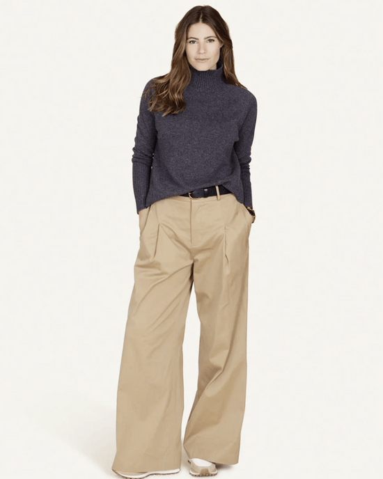 Not Monday Sloane Cashmere Turtleneck in Flannel 