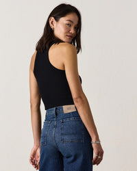 NSF Amaya Crop Rib Tank in Black 