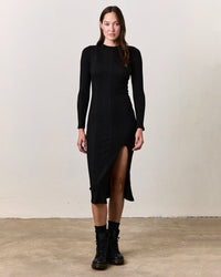 NSF Cari Rib Fitted Dress in Black 