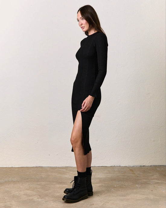 NSF Cari Rib Fitted Dress in Black 