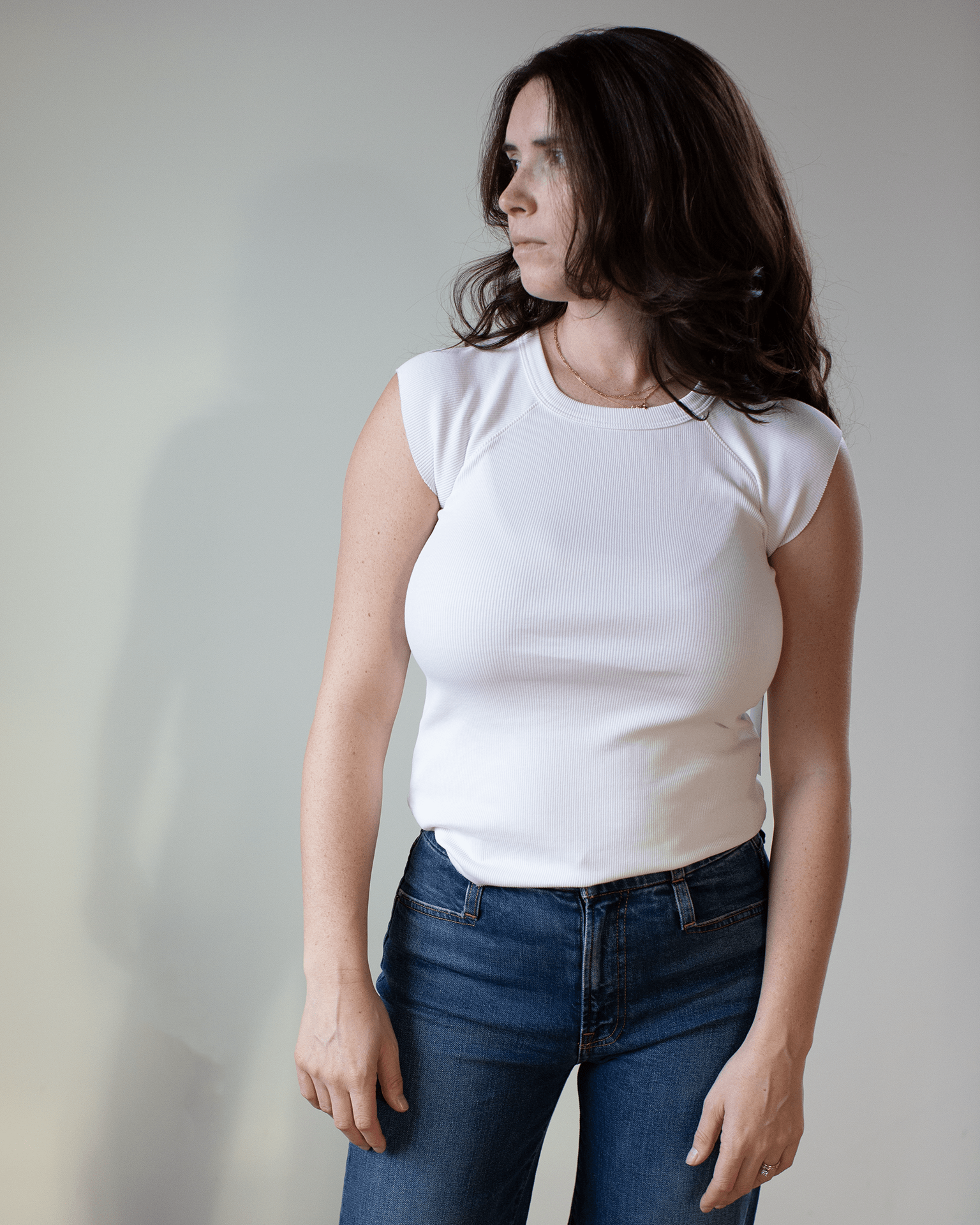 Chloe Rib Raglan T in Ivory