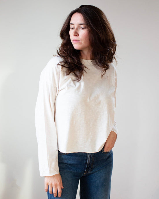 NSF Loffler Slub L/S Crew T in Ivory 