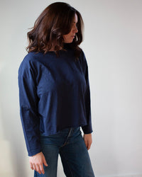 NSF Loffler Slub L/S Crew T in Navy 