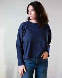 NSF Loffler Slub L/S Crew T in Navy 