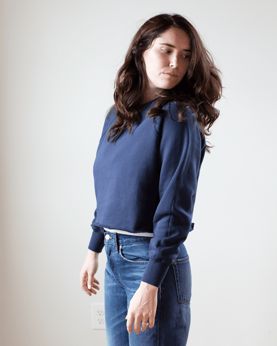 NSF Marco Crop Vintage Crew in Navy 