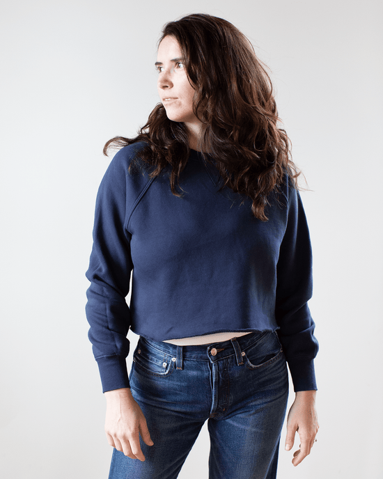 NSF Marco Crop Vintage Crew in Navy 