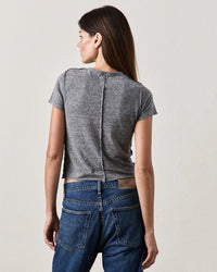 NSF Clothing Tara Fitted Shrunken Crew T in Charcoal Heather Grey