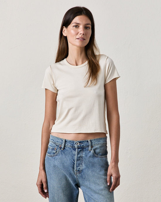 NSF Clothing Tara Fitted Shrunken Crew T in Ivory