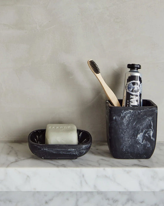 Saarde Home Flow Resin Soap Dish in Ash Black