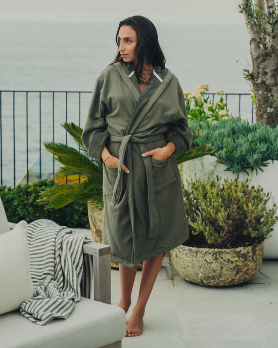 Saarde Home Vintage Wash Robe in Olive