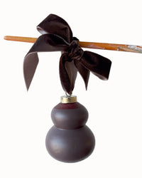 Sarah Madeira Day Home Fancy Original Hand Dipped Ceramic Ornament in Raisin & Brown Velvet