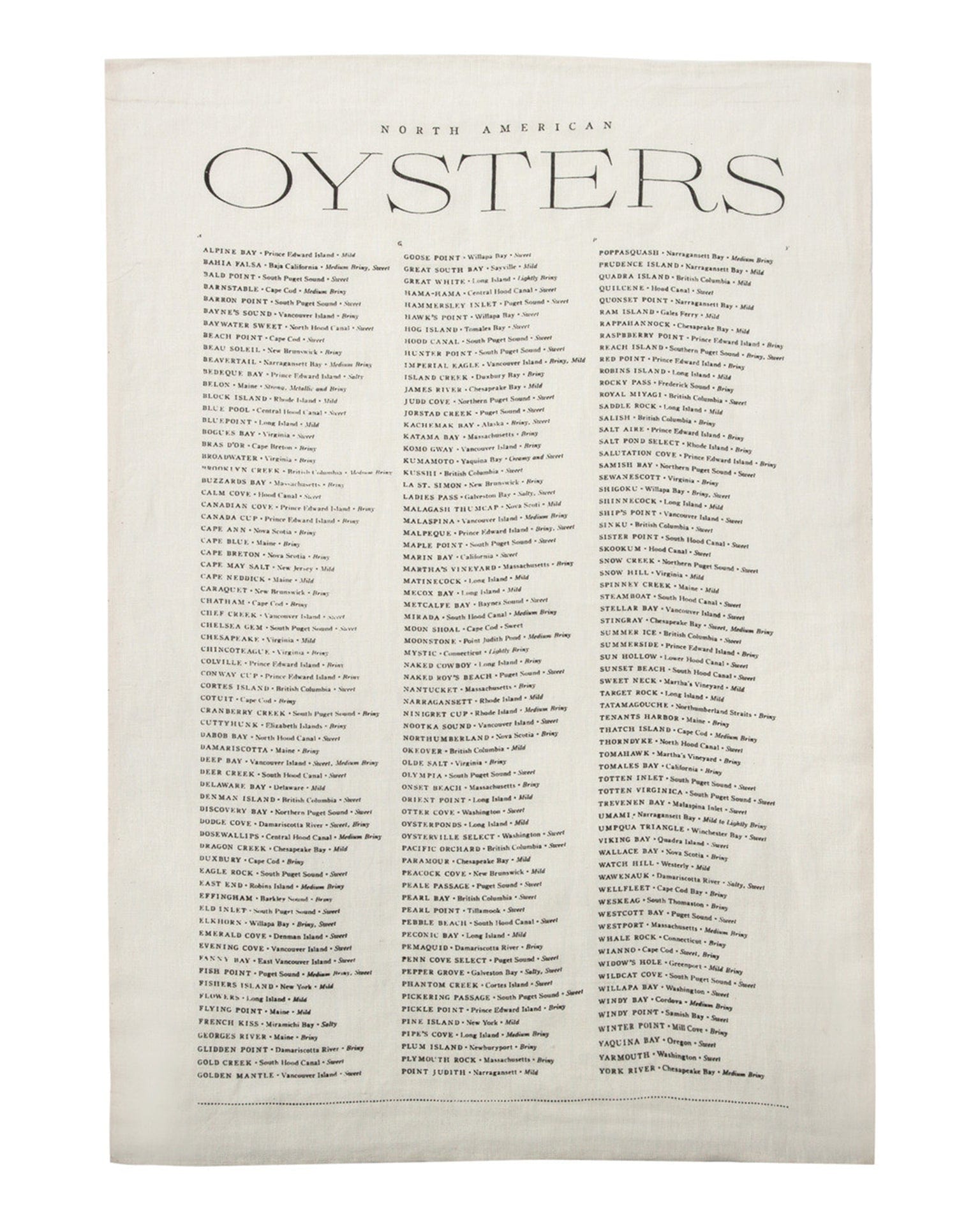 Oyster List Tea Towel, Oyster White