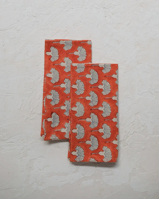 Soil to Studio Home Poppy Orange / O/S Seema Table Napkins S/4 in Poppy Orange