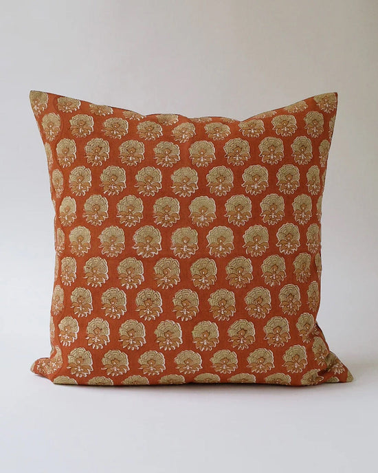 Soil to Studio Home Rust / 22X22 Veda Linen Pillow - 22 x 22 in Rust