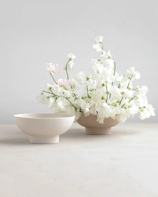 The Floral Society Home Matte White Ceramic Compote Vase in Matte White