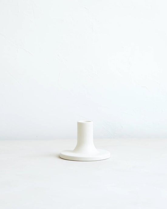 The Floral Society Home Matte White Medium Ceramic Taper Holder in Matte White