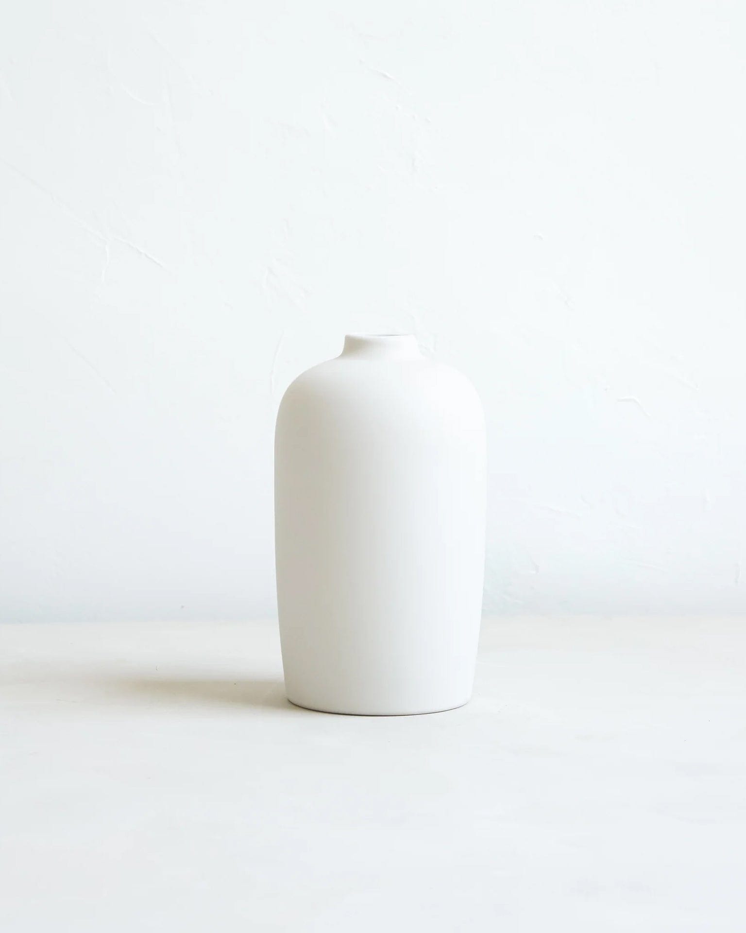 Tall Ceramic Blossom Vase in Matte White