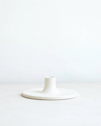 The Floral Society Wide Ceramic Taper Holder in Matte White 