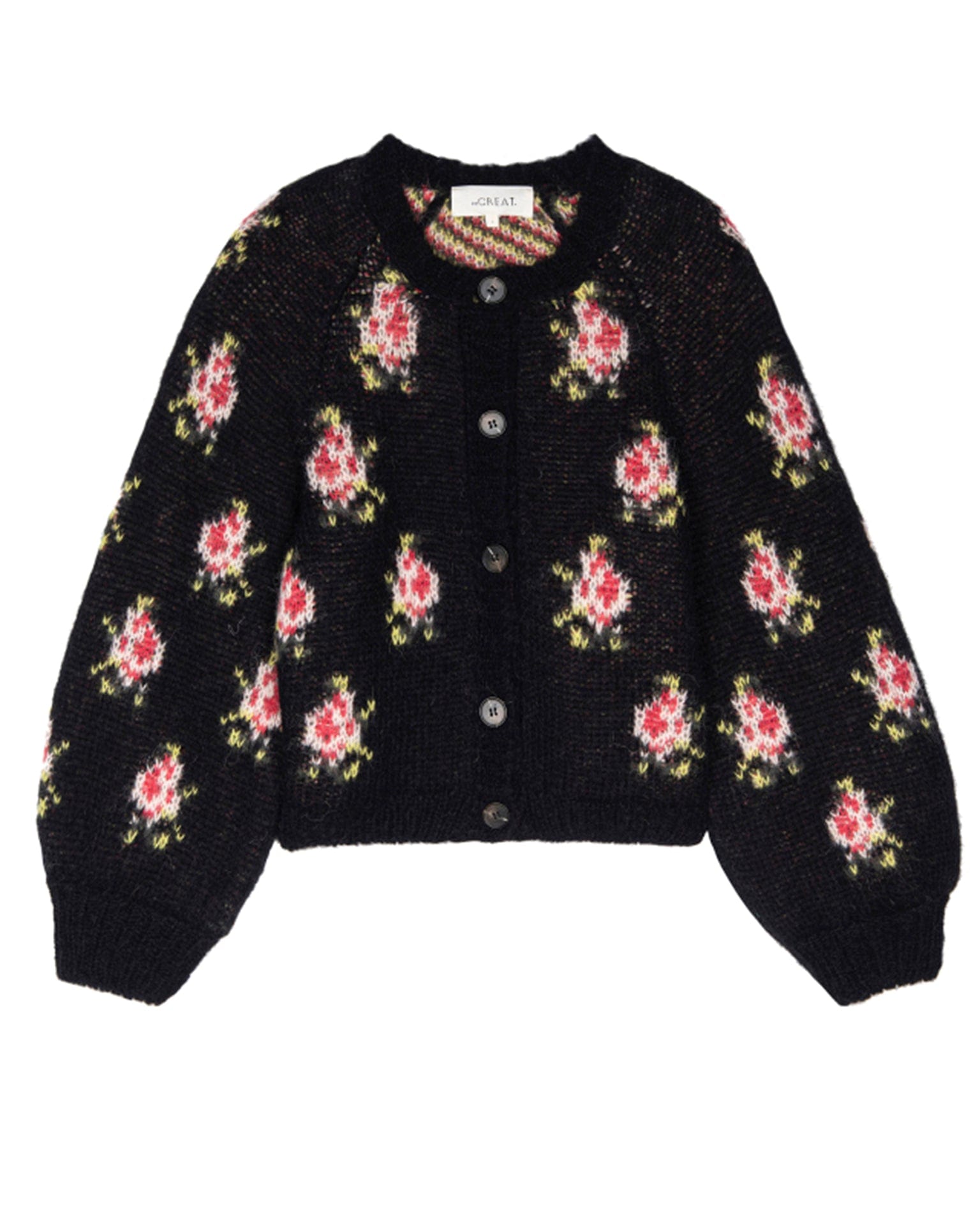 The Carousel Cardigan in Black Heirloom Rose