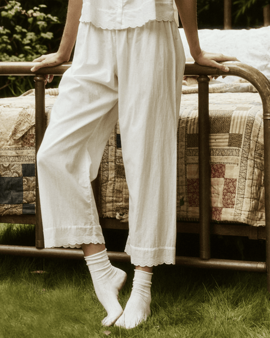 the Great Sleep The Eyelet Easy Sleep Pant in True White