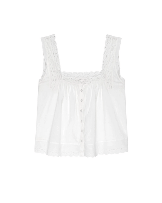 the Great Sleep The Eyelet Tank in True White