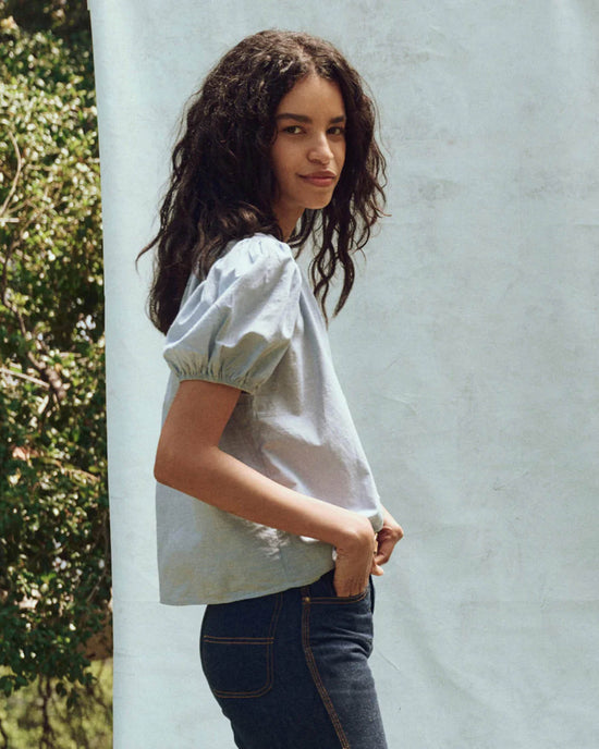 the Great Clothing The Fairway Top in Light Chambray