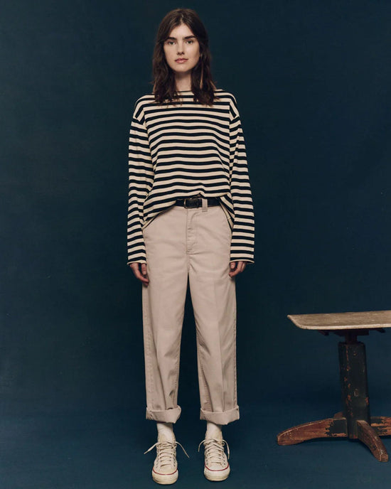 the Great The Sailor Sweater in Black Stripe 