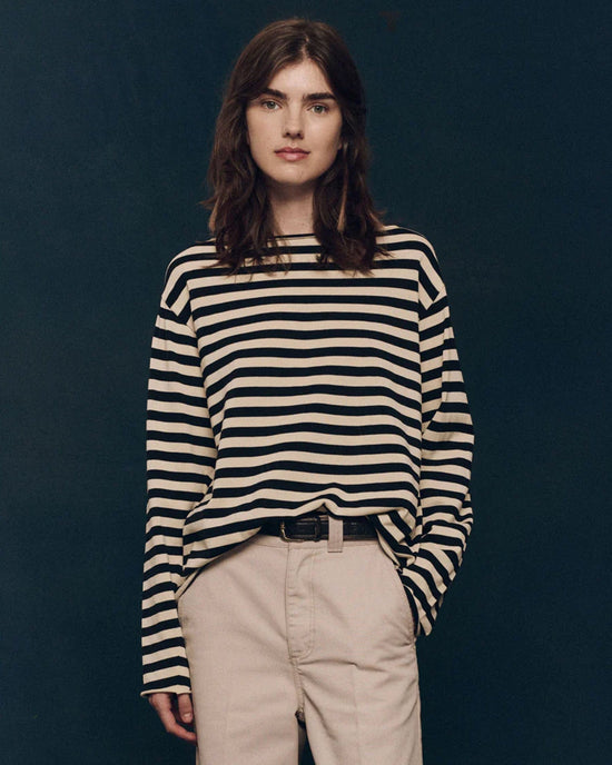 the Great The Sailor Sweater in Black Stripe 