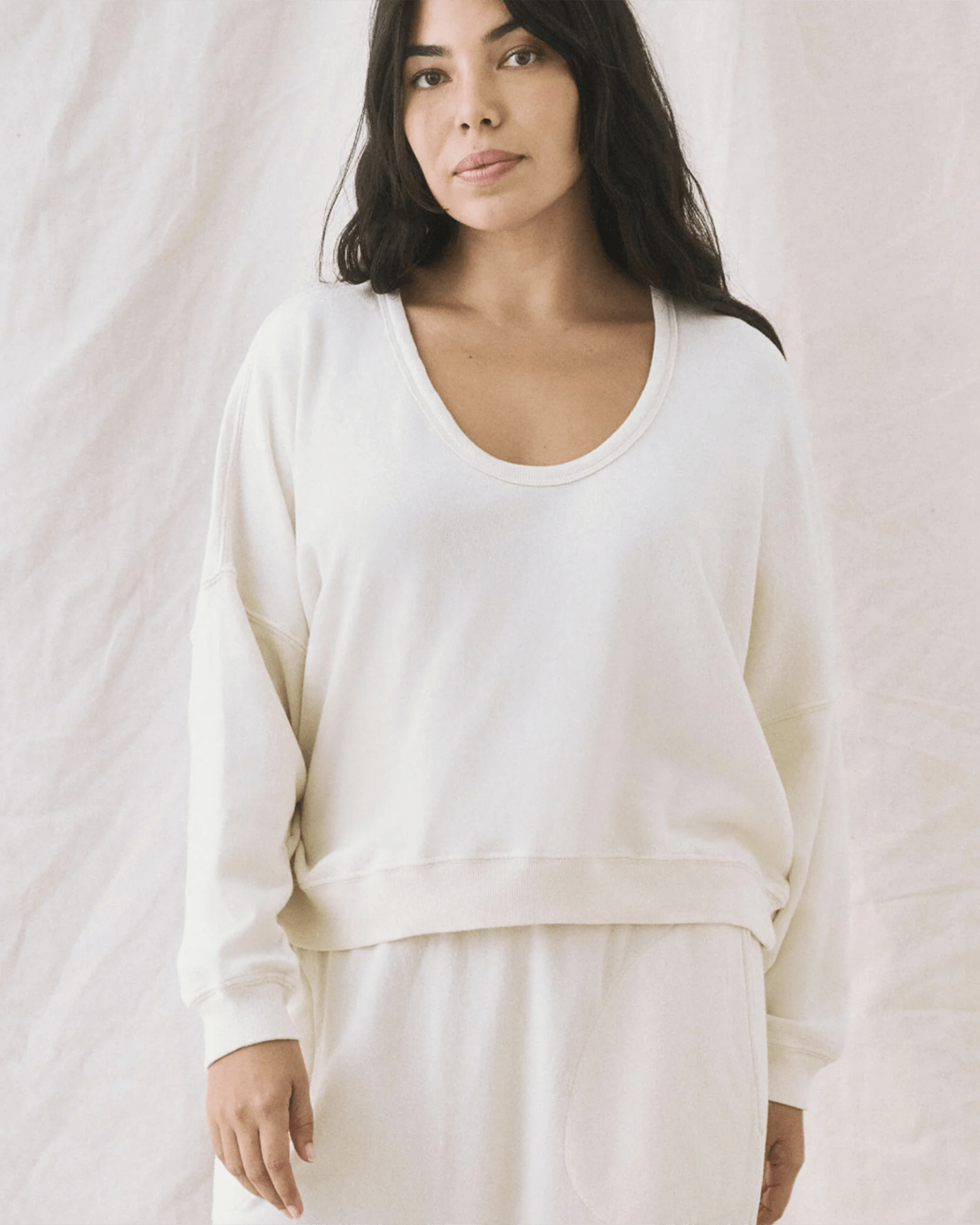 The U-Neck Sweatshirt in Washed White