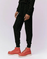 the Great Clothing The Waffle Long John in Black Mini Heirloom Rose