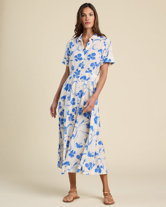 Trovata Birds of Paradis Aster Dress in Blue Iris 