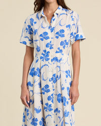 Trovata Birds of Paradis Aster Dress in Blue Iris 