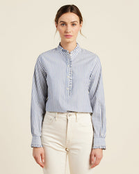 Trovata Birds of Paradis Breezy Blouse in Navy Stripe 