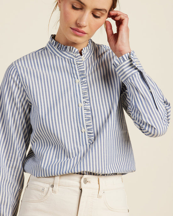 Trovata Birds of Paradis Breezy Blouse in Navy Stripe 