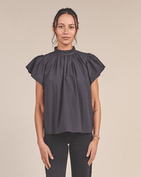 Trovata Birds of Paradis Clothing Carla Highneck Shirt in Classic Black