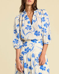 Trovata Birds of Paradis Orly Blouse in Blue Iris 