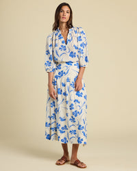 Trovata Birds of Paradis Orly Blouse in Blue Iris 