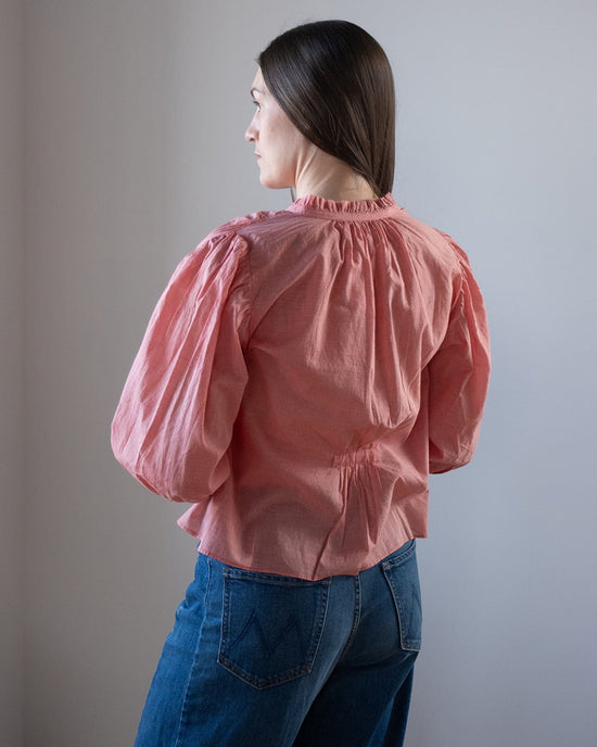 Trovata Birds of Paradis Orly Blouse in Red Houndstooth 