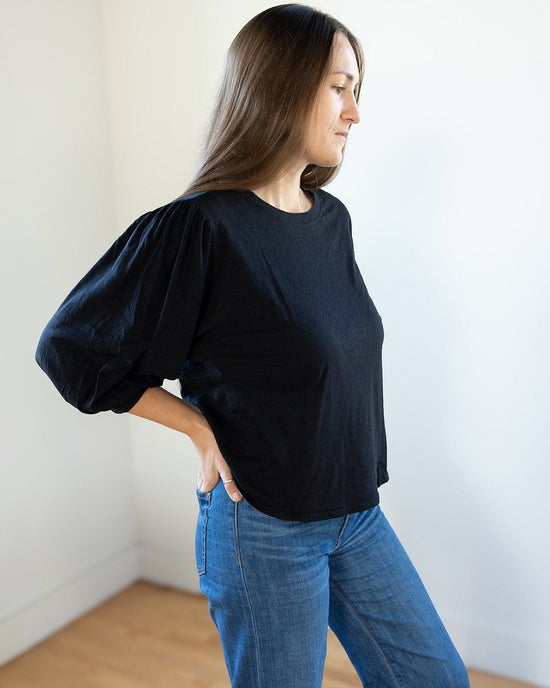 Velvet by Graham & Spencer Amara 3/4 Sleeve Top in Black 