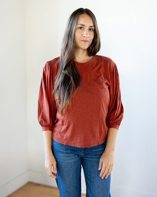 Velvet by Graham & Spencer Amara 3/4 Sleeve Top in Burnt 