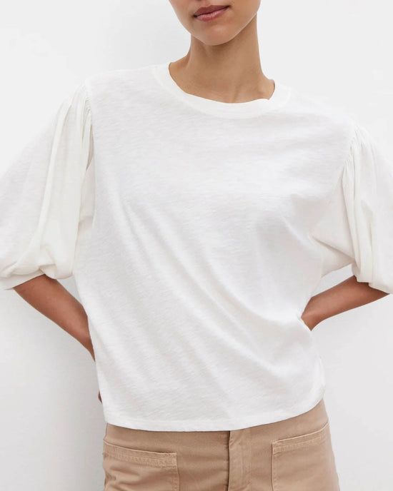 Velvet by Graham & Spencer Amara 3/4 Sleeve Top in White 